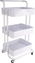 Bol.com Mobiele serveerwagen keuken-badkamer-kantoor 3 niveaus laden gereedschapswagen - White-Edition 43 x 32 x 86 aanbieding