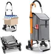 Bol.com 6-wielige boodschappentrolley van aluminium met waterdicht geïsoleerd vak en haken - opvouwbare boodschappentrolley - grijs aanbieding