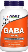 Now Foods GABA Capsules - 750 mg - 200 Vegan Capsules
