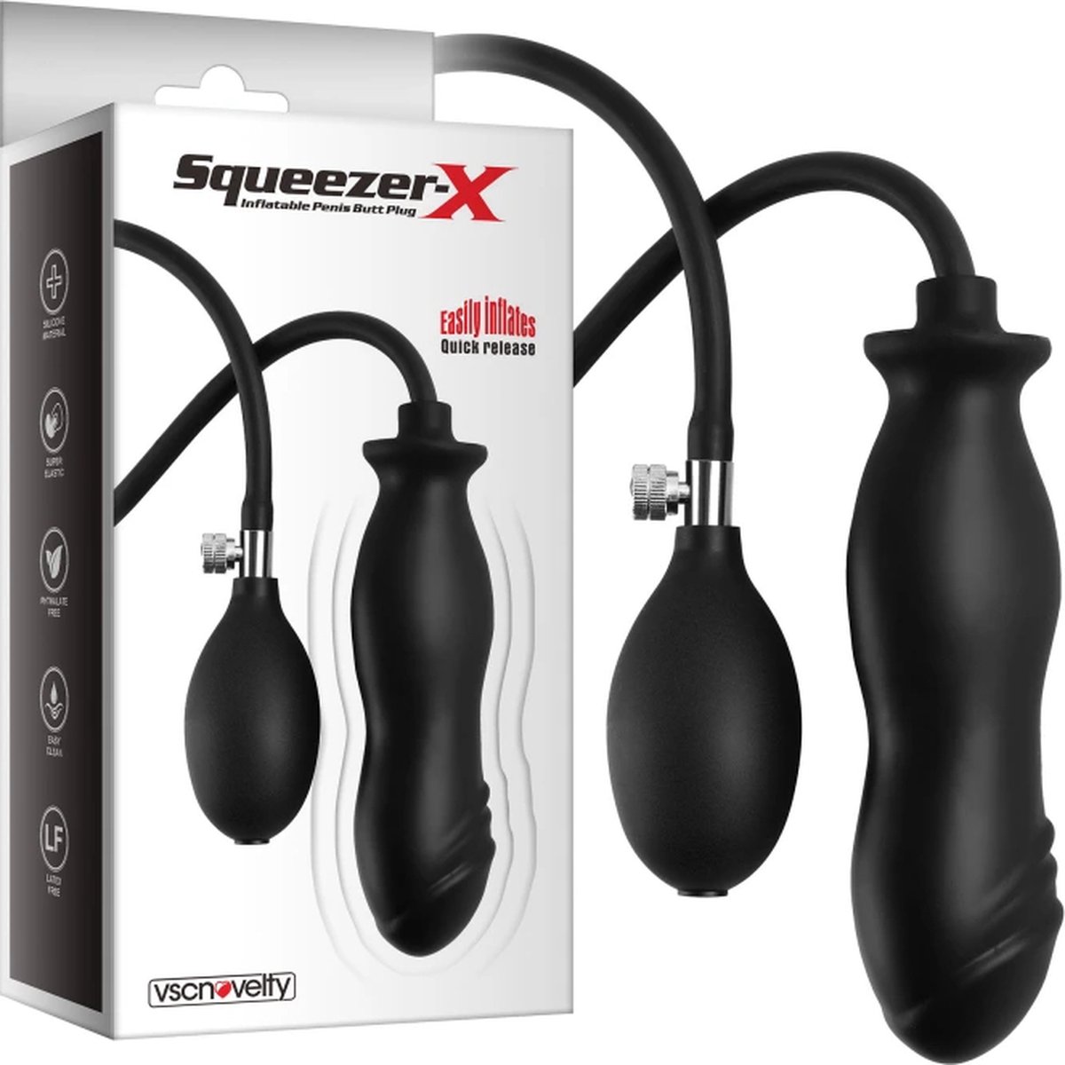 vscnovelty® Squeezer-X Inflatable Penis Butt Plug