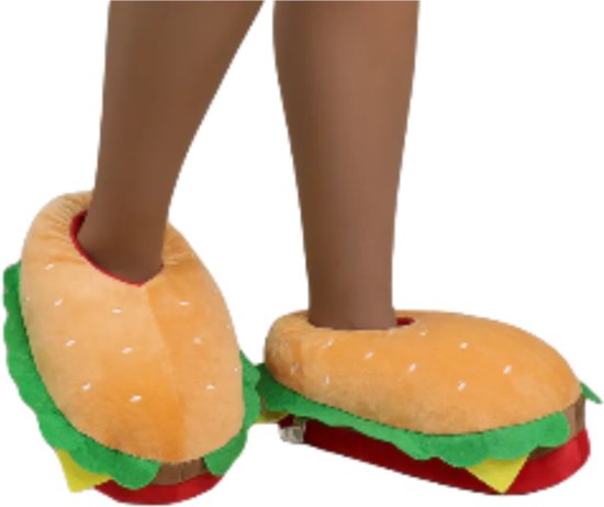 Foto: Grappige pantoffels stoere hamburger sloffen one size fits all maat 32 t m 38 voor kinderen dames en heren pantoffel dierensloffen pluche dierenpantoffels zachte binnenschoenen sloffen en pantoffels maat 30 31 32 33 34 35 36 37 38