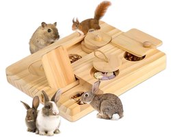 Cavia Speelgoed Zoeken van Voedsel - 6-in-1 Hamsteraccessoires - Houten Speelgoed voor Hamsters en Cavia's