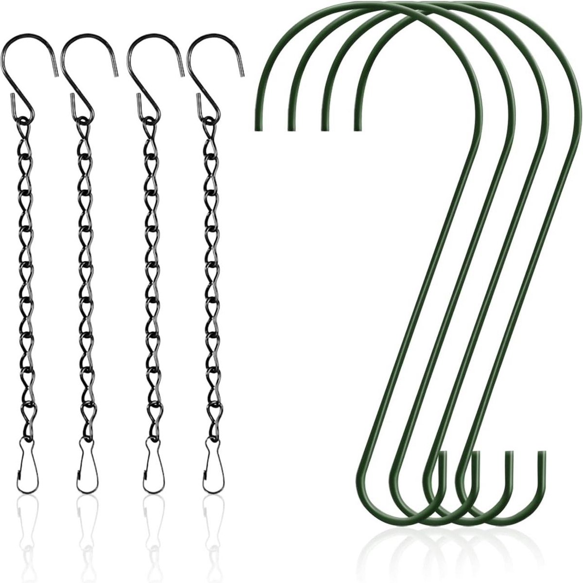 Plantenhanger Hangmand Haken Set van 4 Tuin Hangkettingen S-vormig Metaal Planten Ophangen Bloempot Haken