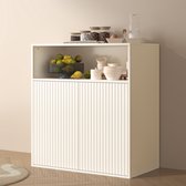 Bol.com Gutent Dressoir Wit 70 x 35 x 90 cm Opbergkast met twee magneetdeuren Vrijstaande houten kast keuken huis woonkamer aanbieding