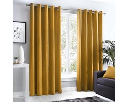 100% katoen paar oogjes gordijnen - 46" breedte x 90" druppel - oker - Sorbonne - gordijnen voor woonkamer - hoge kwaliteit