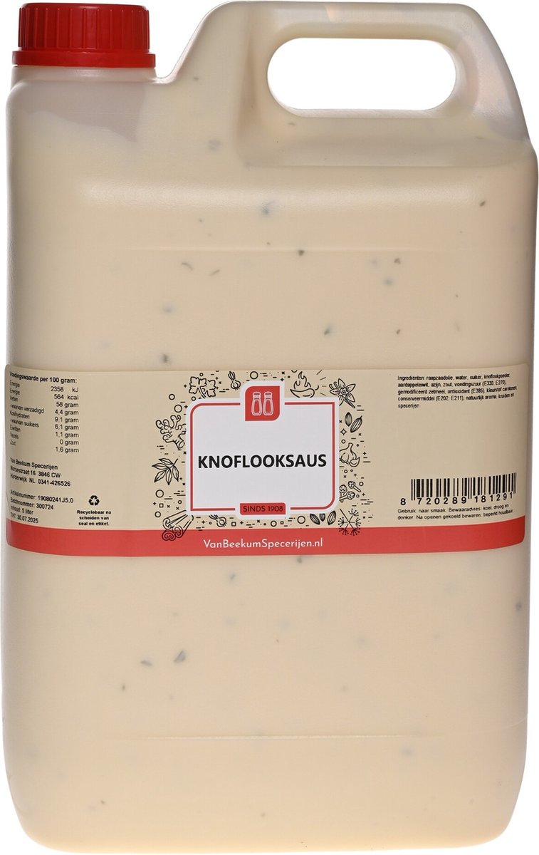 Van Beekum Specerijen - Knoflooksaus - Jerrycan 5 KG