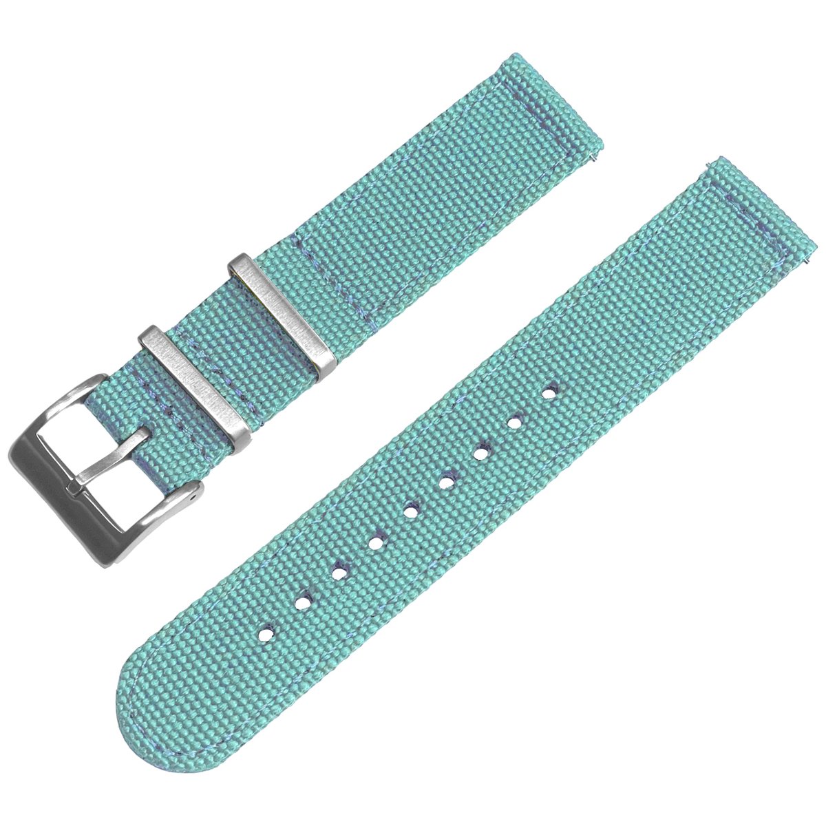 Canvas Like Nylon Two Piece NATO Strap - Makkelijk Zelf te Verwisselen Horlogeband - Lichtblauw 22mm