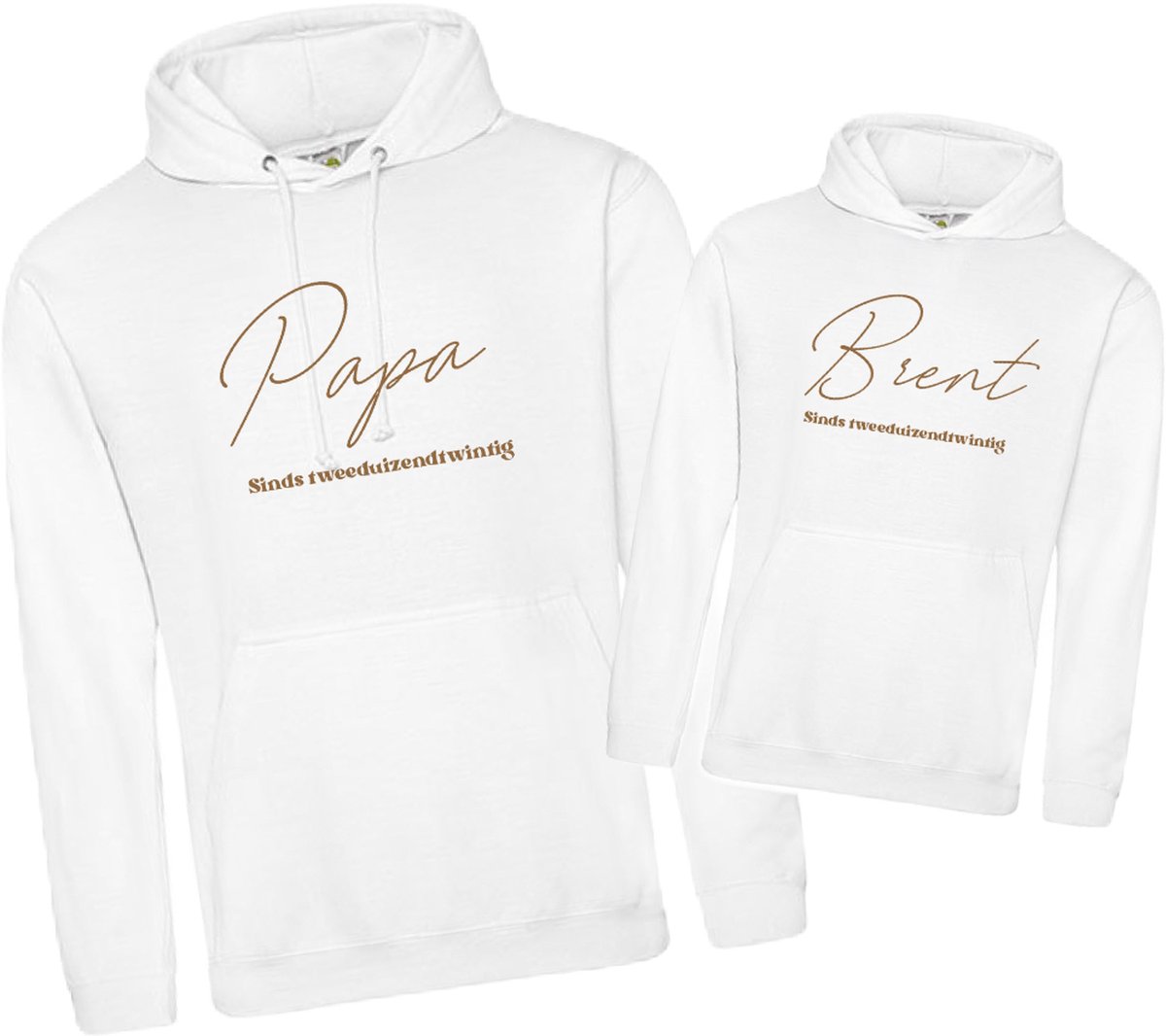 Goedkoopste Setje 2 hoodies voor vader en kind papa met jaartal en kindernaam met jaartal-Heren M Kind 134/140