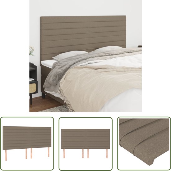 Tête de lit The Living Store - Taupe - 200 x 5 x 118/128 cm - Hauteur réglable - Tissu - Pieds en bois