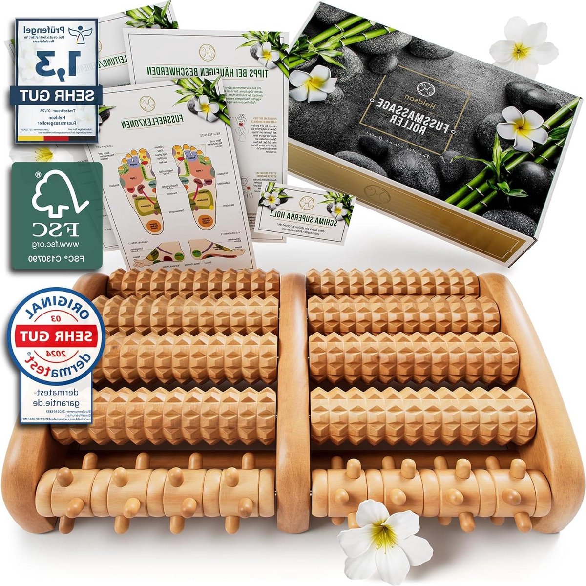 Goedkoopste Voetmassageroller hout - FSC® 100 - Massage Roller voor Voetmassage - Massageapparaat voor voeten - hielspoormassage massage bal voeten