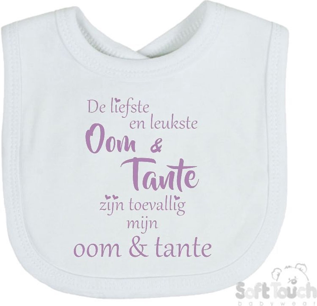 Goedkoopste Soft Touch Slabber Slabbetje Slab De liefste en leukste Oom & Tante zijn toevallig mijn Oom & Tante Unisex Katoen Wit/lila Maat 33x22 Cm