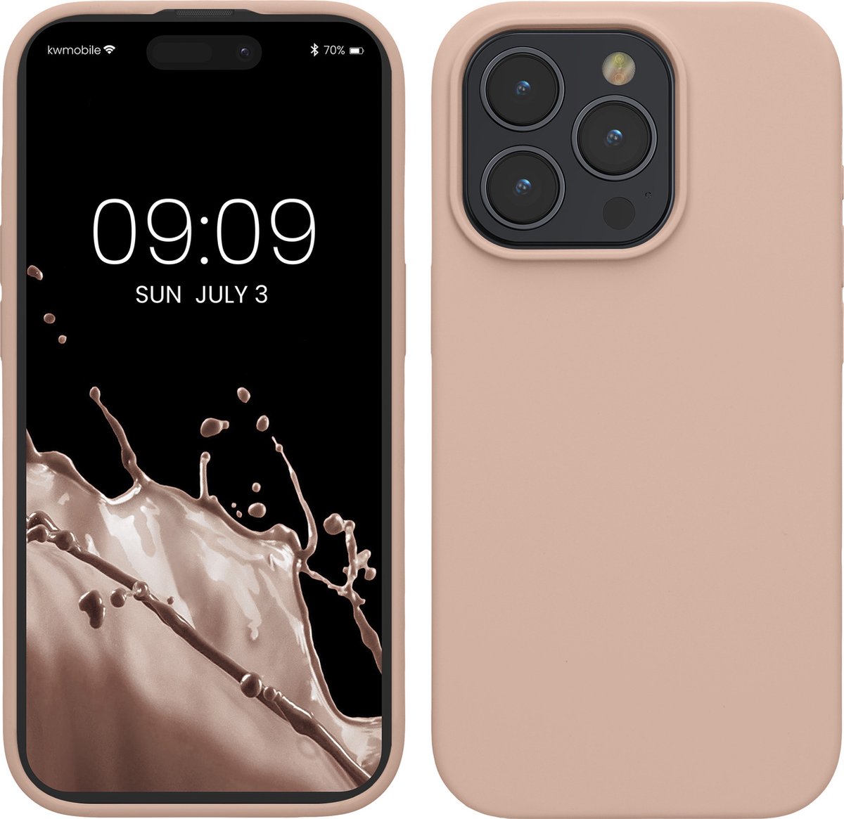 kwmobile Case voor iPhone 15 Pro - Slank TPU-Hoesje met Zachte Afwerking - In oudroze