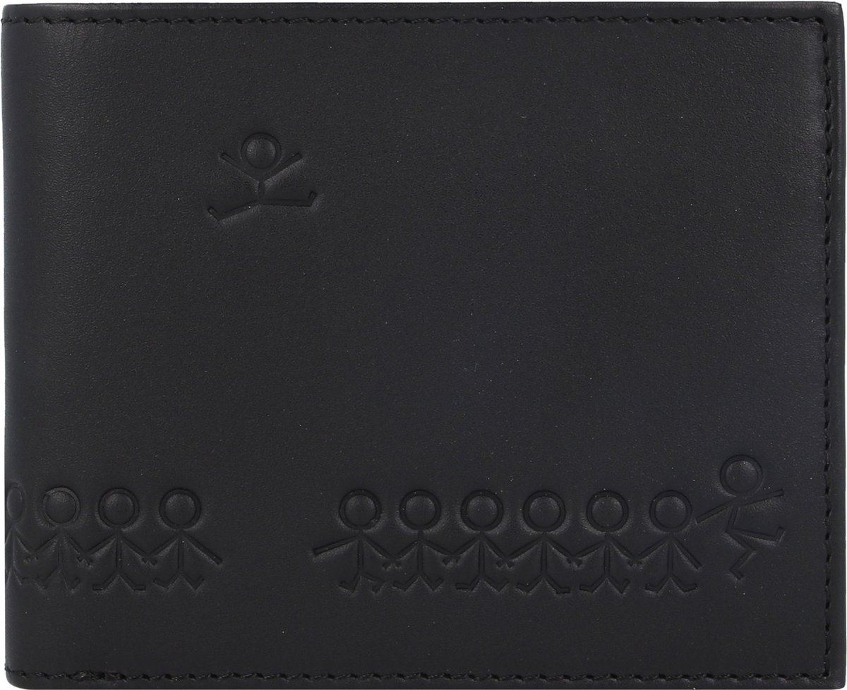 oxmox Leren portemonnee Leather RFID Protect Querscheinbörse Jumping Jack Embossed Black zwart