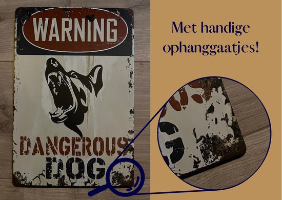 Homeson Wall Sign Chien dangereux - Chien dangereux - Méfiez-vous du chien - Méfiez-vous du chien - Ici je regarde - Panneau de montre