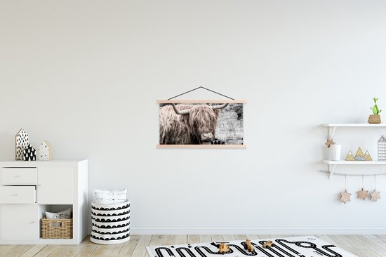 Porte-affiche avec affiche - Affiche scolaire - Highlander écossais - Vintage - Boek - 90x45 cm - lattes vierges