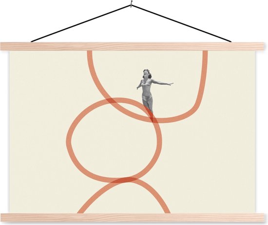 Posterhanger incl. Poster 90x60 cm - Schoolplaat - Liefde - Vintage - Koppel - Design - Textielposter - Blanke latten