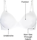 Witte beha met voorgevormde cups, beugel en non-see-through stof.