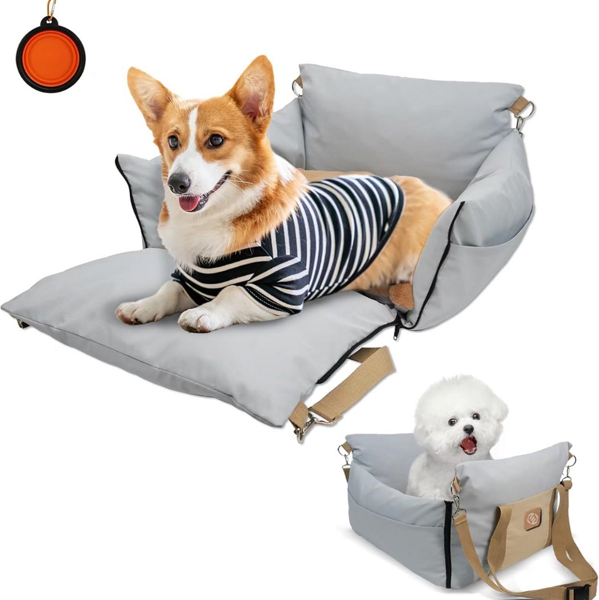 Equivera Hondenmand Auto Met Gordel – Hondenmand – Hondenmand Auto – Autostoel Hond – Hondenstoel Auto – Met Gordel