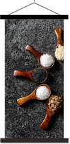 Posterhanger incl. Poster 90x180 cm - Schoolplaat - Lepel - Kruiden - Specerijen - Keuken - Industrieel - Textielposter - Zwarte latten