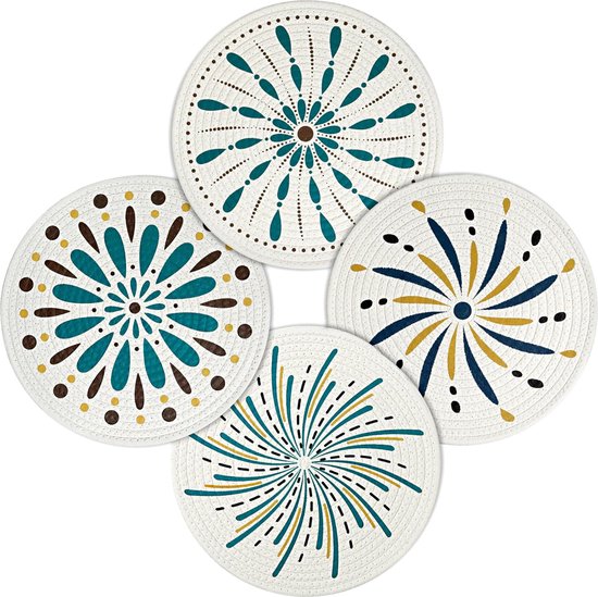 Set van 6 placemats, ovaal, gevlochten, katoen, wasbaar, hittebestendig, placemats voor bruiloft, keuken, diner (C, 50 x 35 cm