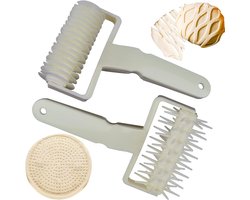 2 stuks kunststof roosterroller, kunststof rastersnijder, plastic rolletjes, voor zelfgemaakte koekjesdeeg, pizzakrust, gebak, bakkerij (rol + stipproller)