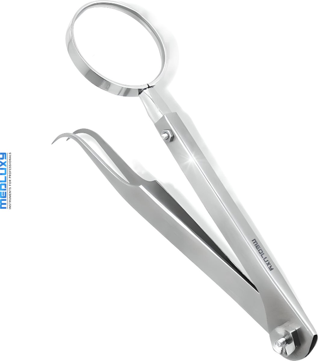 Goedkoopste MEDLUXY® - Pincet met Vergrootglas (loep verstelbaar) - Gebogen / Gehoekt - Fijne punt - 13 cm (splinterpincet, hobby, beauty, sieraden