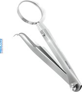 MEDLUXY® - Pincet met Vergrootglas (loep verstelbaar) - Gebogen / Gehoekt - Fijne punt - 13 cm (splinterpincet, hobby, beauty, sieraden)