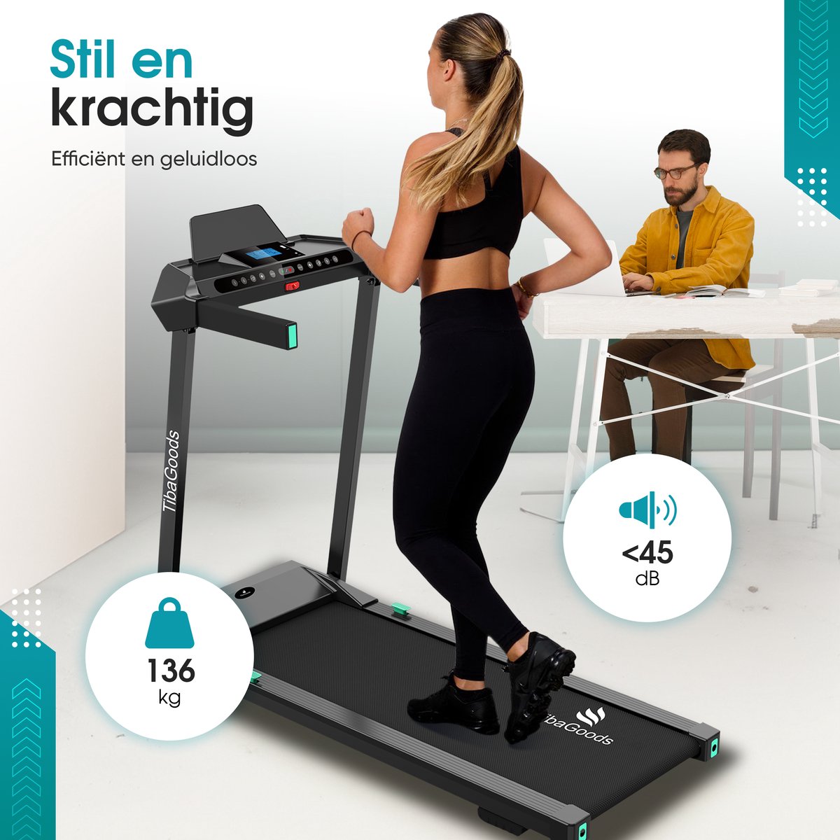 Afbeelding 3 van TibaGoods Elektrische Loopband - Wandelband - Hometrainer - Inklapbaar - 9% Handmatige hellingsfunctie - 12 Programma's - Sport - 1 t/m 12 kmh - Walking pad - Voor Thuis
