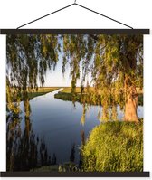 Posterhanger incl. Poster 120x120 cm - Schoolplaat - Nederlands landschap in de lente - Textielposter - Zwarte latten