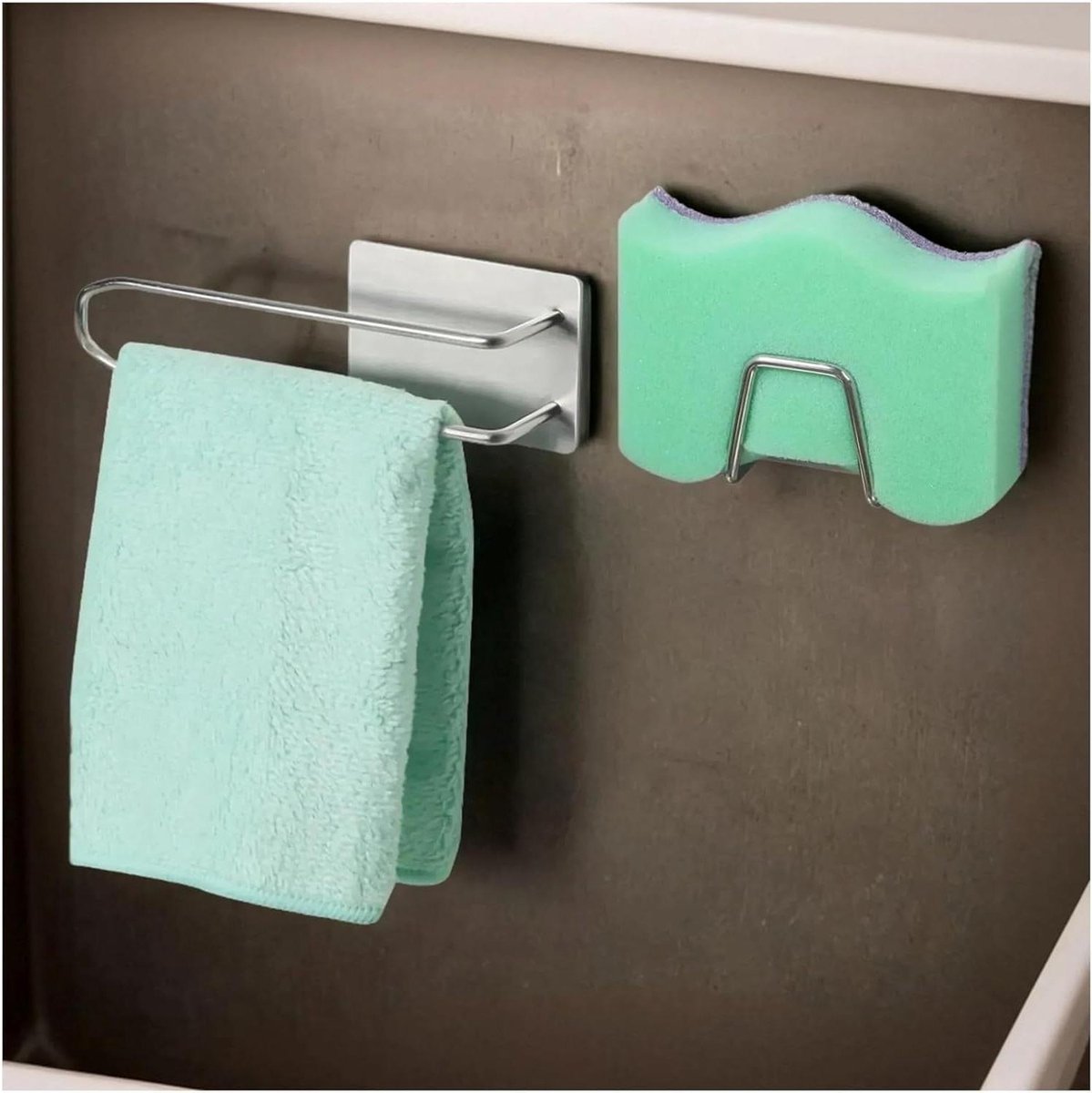 Gootsteenorganizer zelfklevende sponshouder - opgeruimde vaatdoekhouder - zonder boren - opbergoplossing - keukenaccessoires en organisatie sponshouder gootsteen magnetische