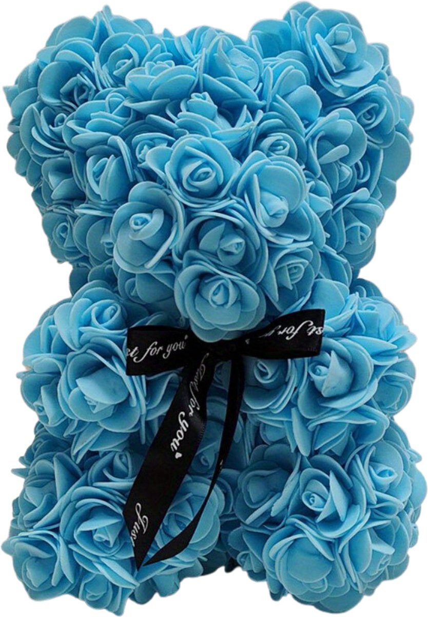 Bovista Rozen Beer - Rose Bear - Teddy - Rozen Beertje - Valentijn Cadeautje Voor Haar & Hem - Cadeautje Vrouw - Blauw