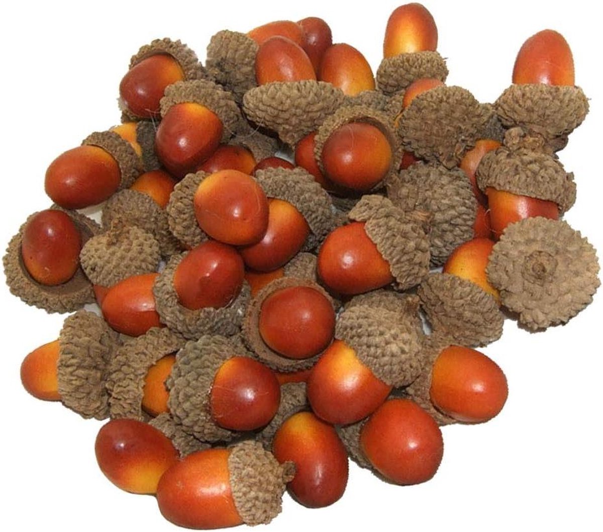 Herfst decoratie kunstmatige eikels - fruit voor thuis - huis keuken kerstdecoratie herfst tafel strooien handwerk 50 stuks (bruin)