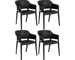 CLP Puebla Set van 4 tuinstoelen - Stapelbaar - Weerbestendig - Kunststof - zwart