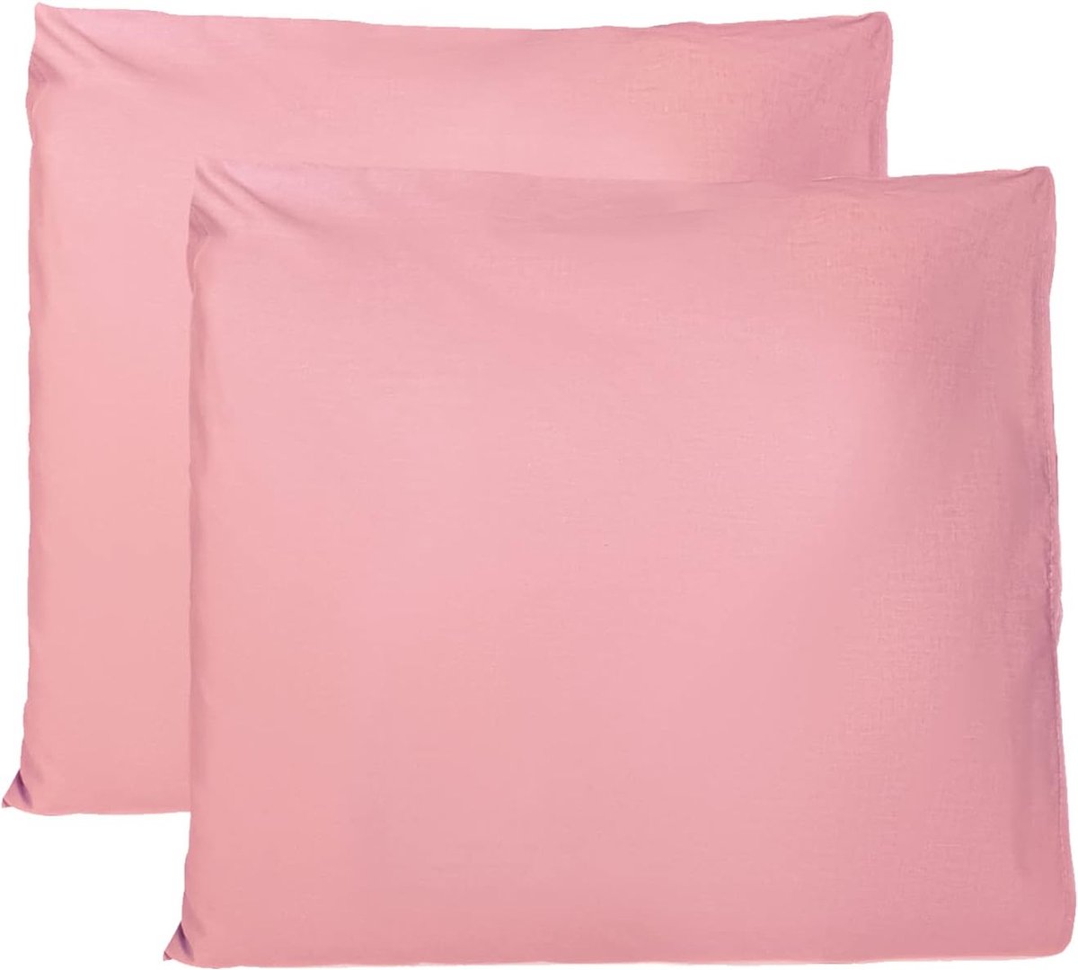 Azalia kussenslopen 100% Pure katoen 65x65 CM, Set van 2 Bed Kussen Stoffen Gemaakt in Italië, Tassluiting, Solid Color, Standaard Maat met - Roze