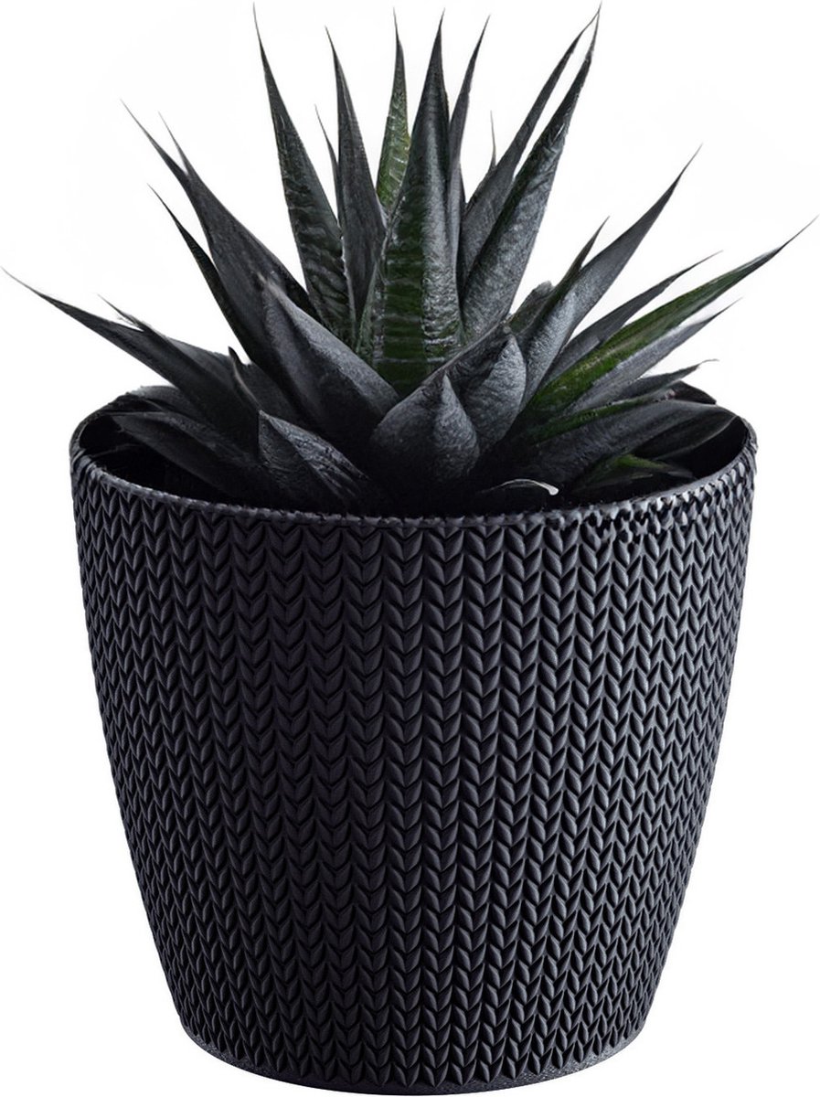 Prosperplast Plantenpot - antraciet - kunststof - D16 x H14 cm - Stijlvol - buiten/binnen