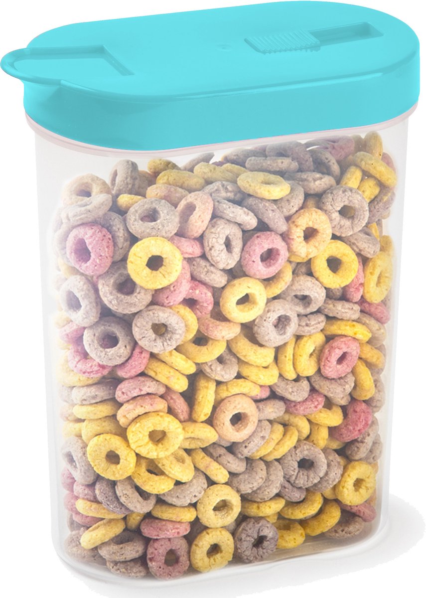 Plasticforte Voedselcontainer strooibus - blauw - inhoud 1 liter - kunststof - 15 x 7 x 19 cm