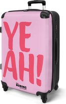 NoBoringSuitcases.com® - Grande valise Mauve avec citation rose "yeah" (oui) - Bagage - Valise de voyage - Valise chariot - Valises 67cm
