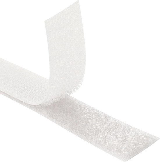 Klittenband zelfklevend 10 mm 400 paar rond - 800 stuks wit zwart