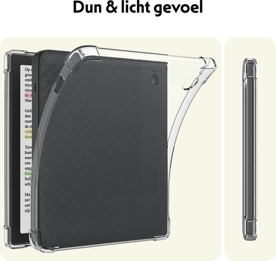 Hoes Geschikt voor Kobo Libra Colour Hoesje Siliconen Case Hoes Siliconen Back Cover - Transparant van Merkloos — afbeelding 5