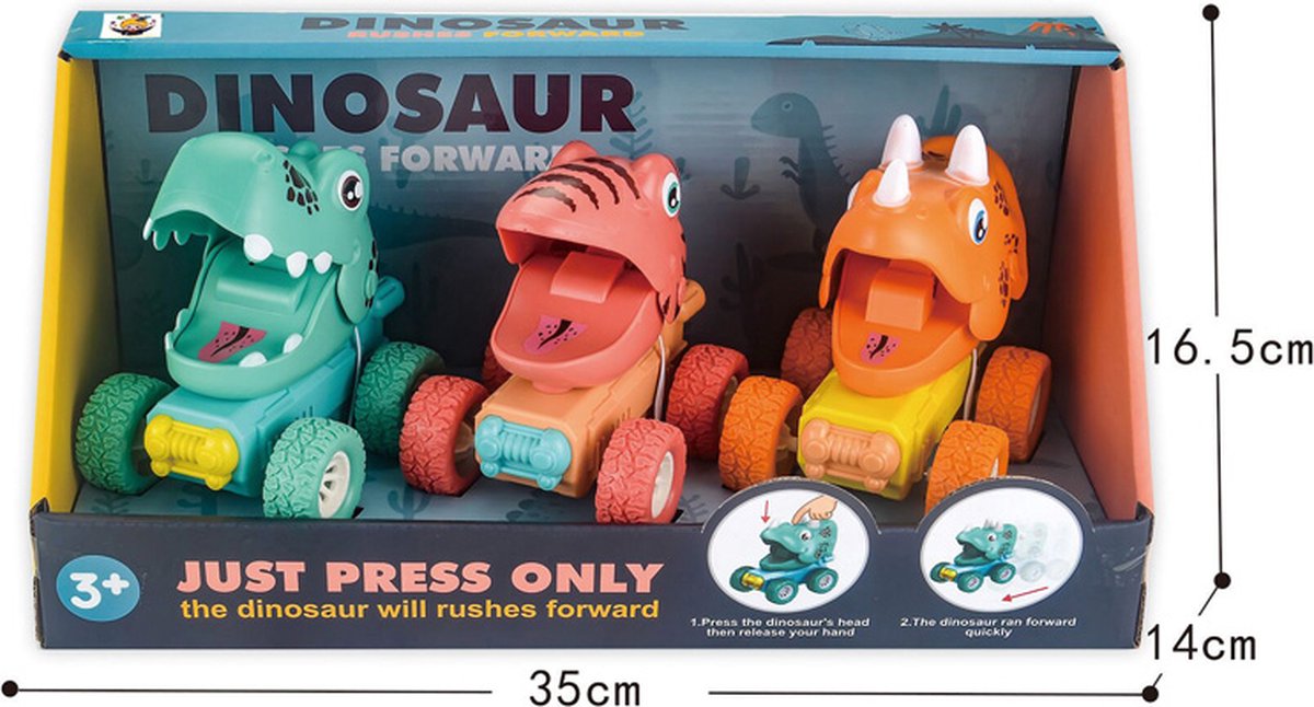 Dinosaurus speelgoed auto's - auto speelgoed - Dinosaurus speelgoed - 3 stuks - ONELIV — afbeelding 9