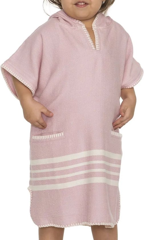 Kinder Strandponcho Hamam Rose Pink - 2-3 jaar - - jongens/meisjes/unisex pasvorm - poncho handdoek voor kinderen met capuchon - zwemponcho - badcape - badponcho van Kinder — afbeelding 2