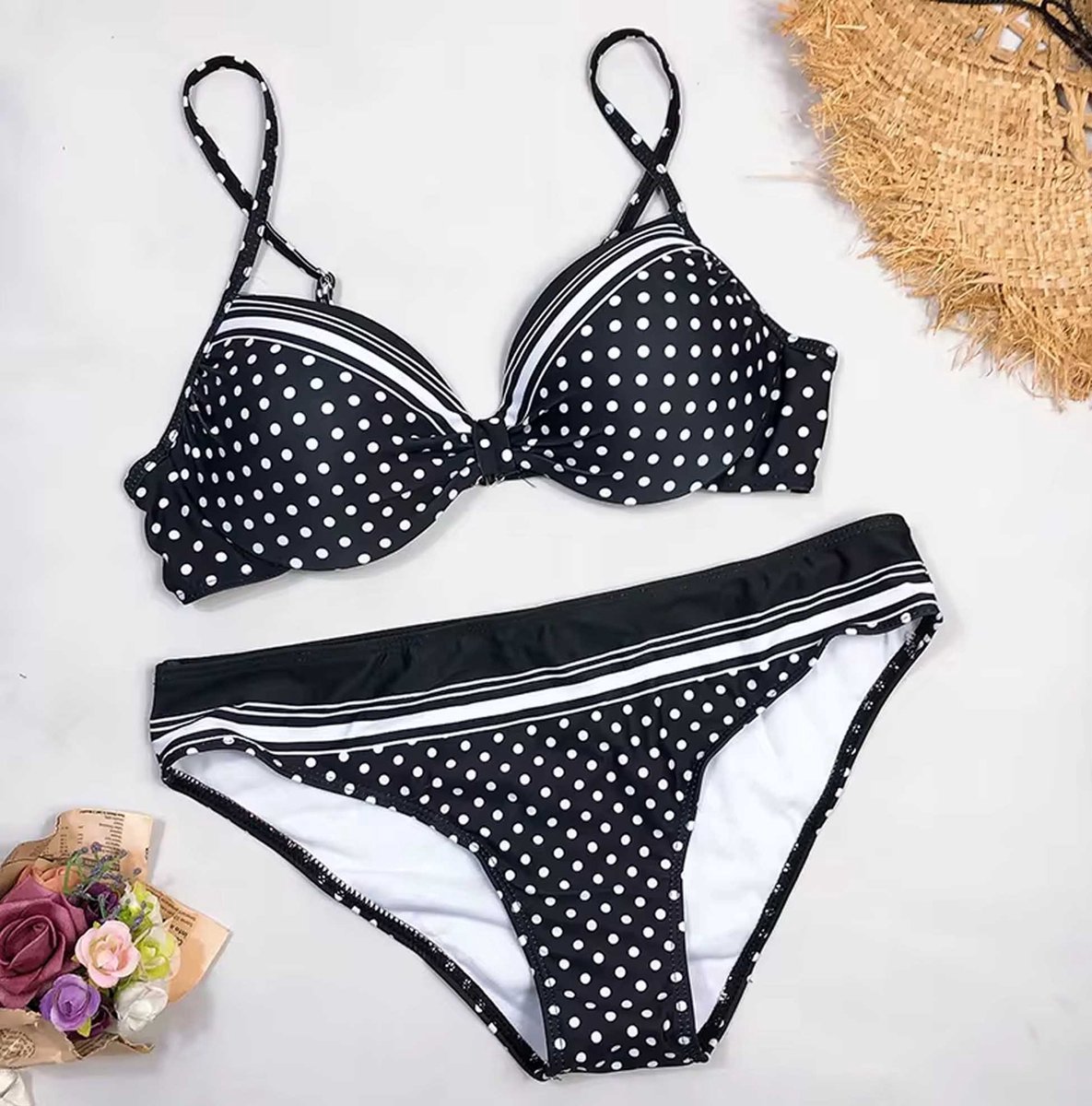 Dot Polka Push - up Bikini set - Verleidelijk - Elegant - Zeer goede kwaliteit - Bikini en slip - Licht voorgevormde cup - Stijl - Mode — afbeelding 3