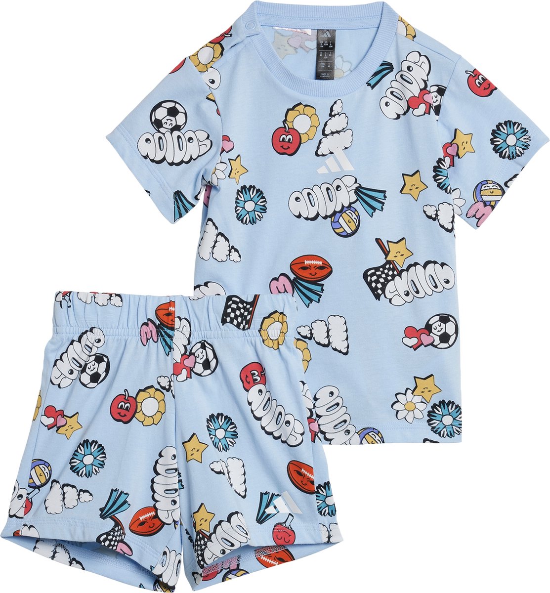 adidas Sportswear Seasonal Essentials Fun Allover Print Setje Kids Kinderen Blauw
