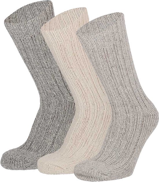 Apollo - Werksokken dames - Gebreide Noorse wollen sokken - 6-Pack - Multi Beige - Maat 39/42 - Werksokken - Werksokken maat 35 39