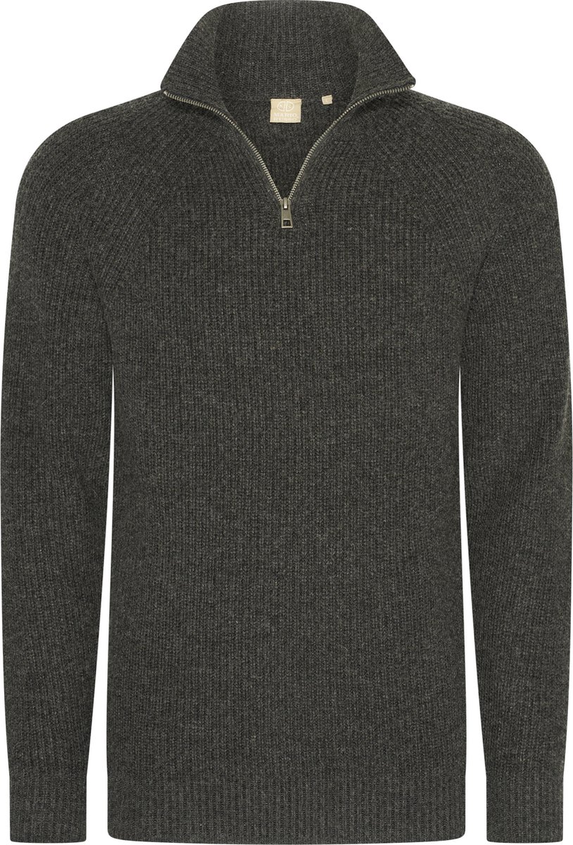 Mario Russo Rib Skipper - Heren Trui - Half Zip - Antraciet - 3XL