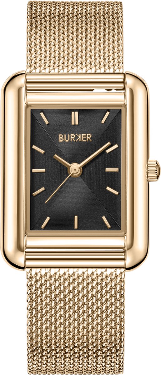 BURKER Olivia Horloge Dames - Vierkant - Goud Zwart - Milanese Band - 29mm