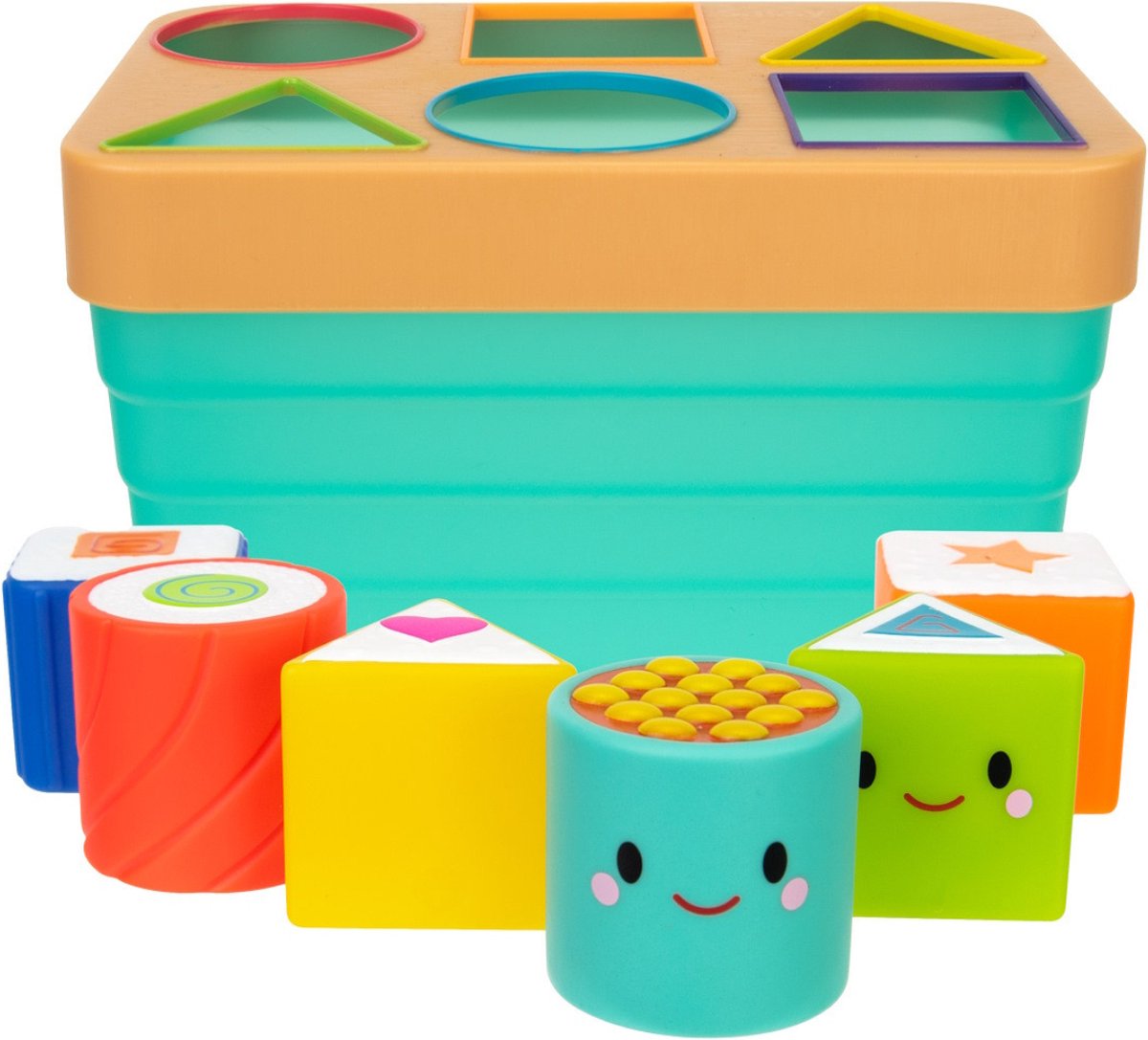 Sassy - Vormenstoof Baby en Peuter - Vormen sorteren - 6 stukjes Sushi in zachte textuur - Speelset - Sushi Sorter