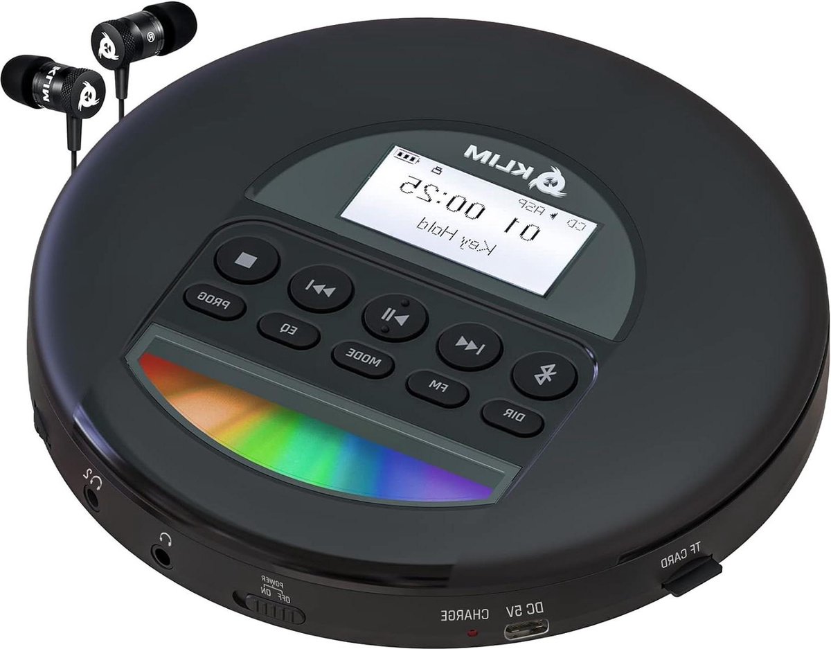 Image of 2024 draagbare cd-speler met bluetooth en hoofdtelefoon - lange levensduur batterij - zwart
