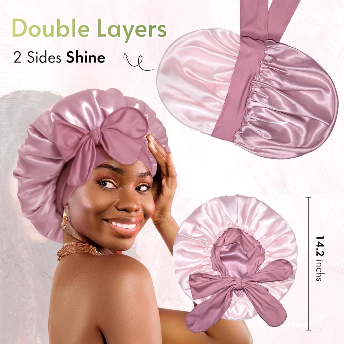 AILONSHAWN Satijnen bonnet voor krullend haar zijden bonnet om te slapen witte vrouwen slaapmuts zijden nachtmuts grote slaapmuts AILONSHAWN Satijnen bonnet voor krullend haar zijden bonnet om te slapen witte vrouwen slaapmuts zijden nachtmuts grote slaapmuts