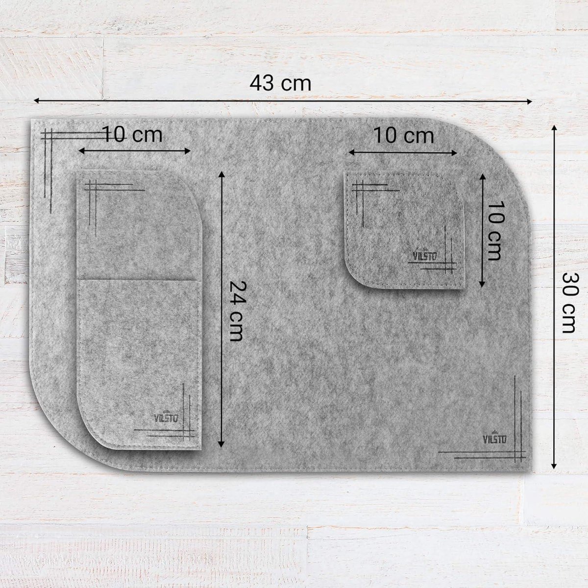 VILSTO Placemats Afwasbaar, Vilten Placemats Set van 18 stuks met 6 Onderzetters en 6 Bestekzakjes, Eetmatten voor Tafel, Keuken Eettafelmatten, Antislip Waterdicht, Bos Groen